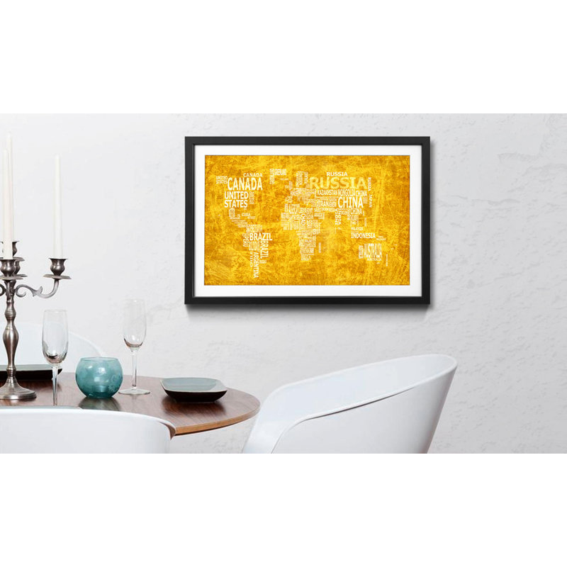 Weltkarten Worldmap No.15 - Single Picture Frame Print, 60cm H x 80cm W x 2.2cm D