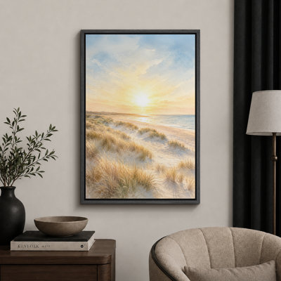 «Sunrise Over Peaceful Coastal Sand Dunes», reproduction d'art sur toile encadrée, impression sur toile