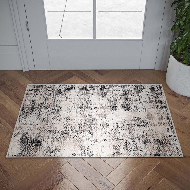 Tapis d'intérieur abstrait beige Mair Adrian, Rectangulaire 2 pi x 3 pi