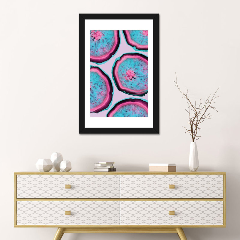 « fluo agates », impression sur toile, H 24 po x l 16 po x P 1 po, Papier d'art encadré noir, Blanc