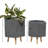 2 Piece Magnesium Oxide Indoor Outdoor Planter with Wood Legs Set-1315719366