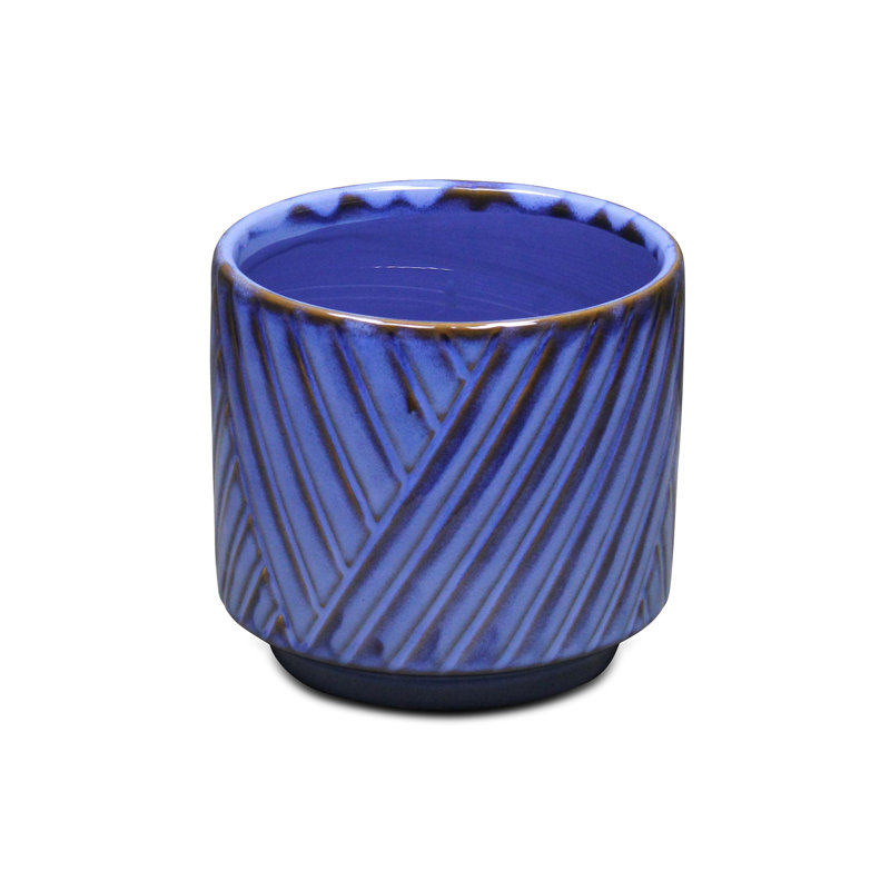 Pot de fleurs en céramique fabriqué à la main Kettering, H 5,25 po x l 6 po x P 6 po, Bleu