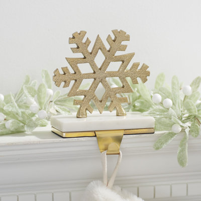Personalization Mall Gold Metal & Marble Snowflake Christmas Stocking Holder