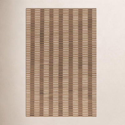 Acerra Beige Hand-Woven Striped Outdoor Rug