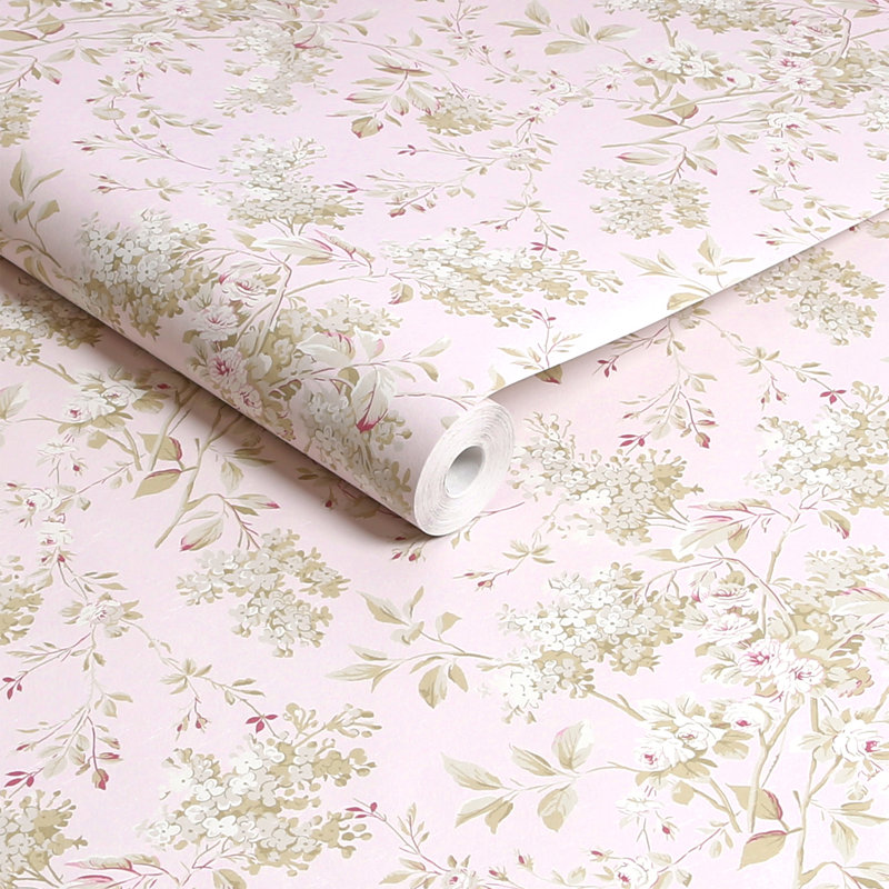 Rachel Ashwell Chelsea White Wallpaper, Pink