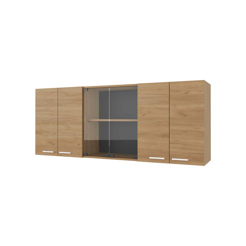 Armoire murale en mélamine avec 4 portes et rangement en verre