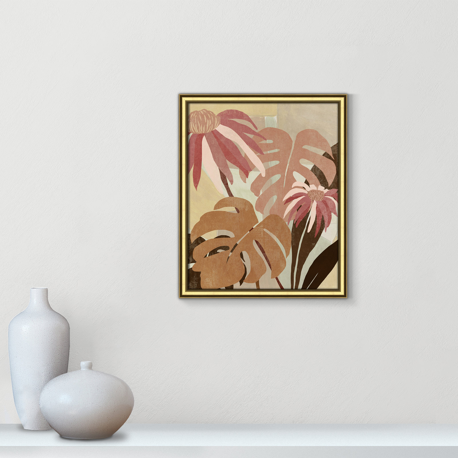 Kathleen "Hot Tropics II" Painting by Asia Jensen, 17.25" W x 20.25" H, Gold