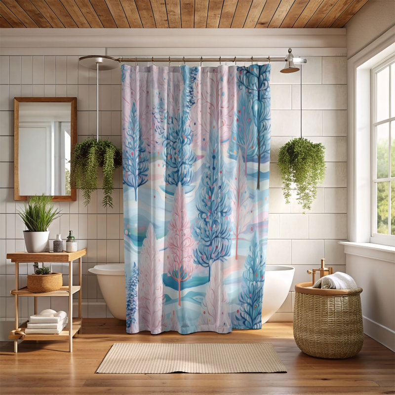 Rideau de douche Blue Woods - Premium, H 74 po x l 71 po