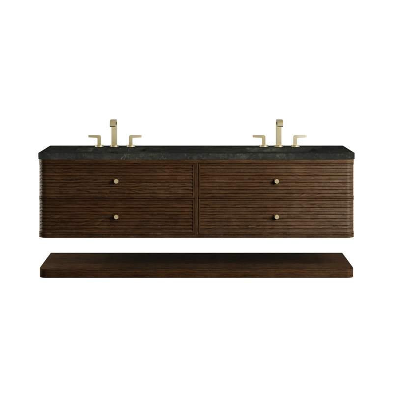 Allamari 72" W Double Vanity, Phantome Eclos, Sable Oak, 8" Widespread