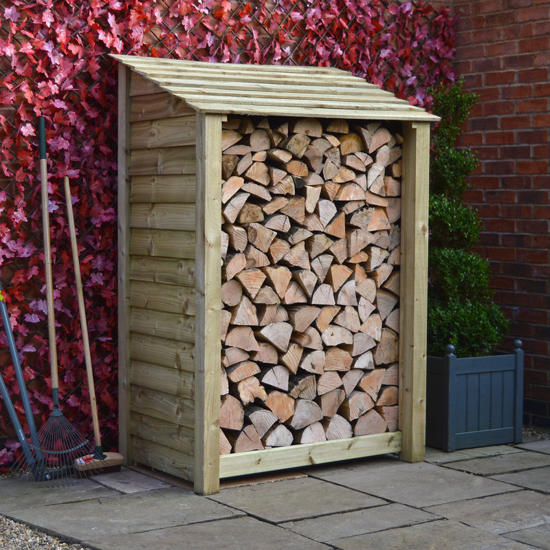 123cm W x 80cm D Solid Wood Log Store, Light Green