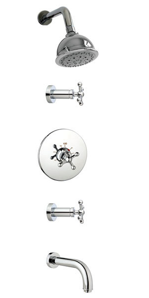 Système de douche thermostatique complet, Nickel poli