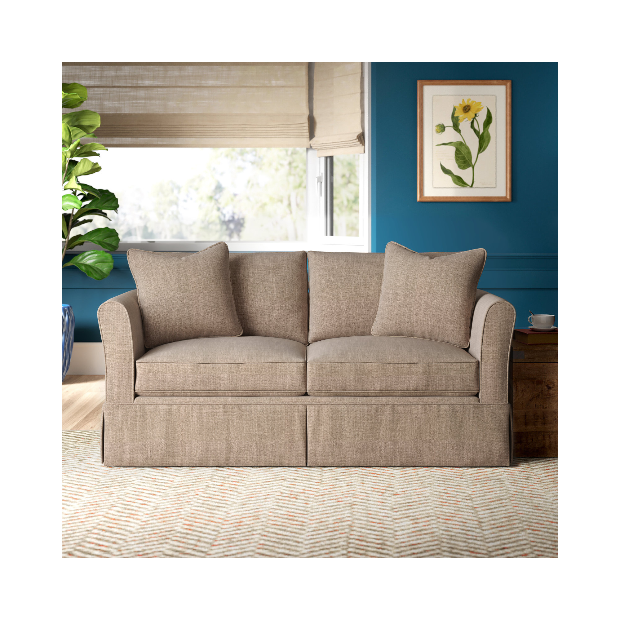 Shelby 60'' Upholstered Sleeper Sofa, Conversation Linen