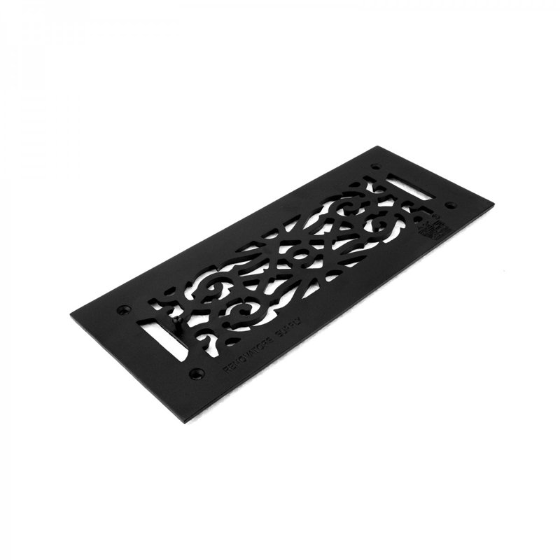 Grille d’air thermovictoriane en fonte d’aluminium 5,5 po x 14 po noir