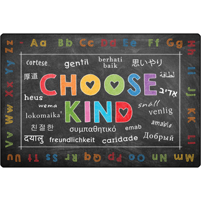 Chalkboard Choose Kind Black/Blue Tufted Area Rug