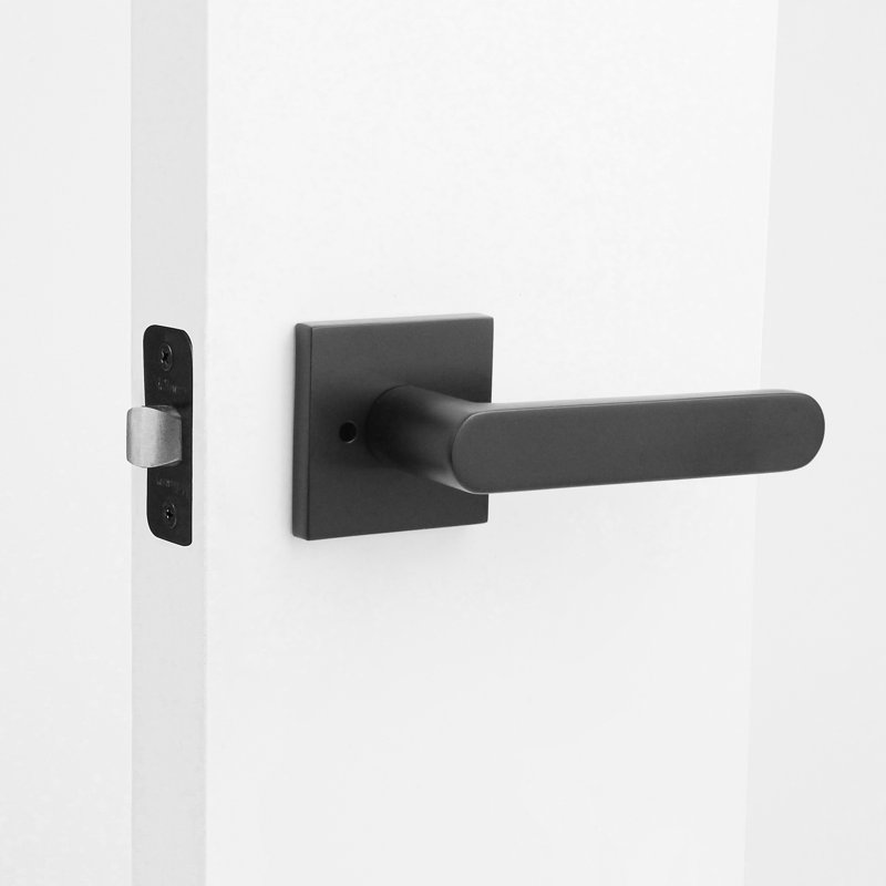 Levier de porte intérieur moderne Chrystie, Noir mat, Droite, Intimité