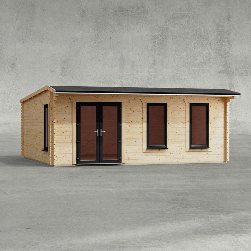 Powersheds 20 x 18ft Apex Log Cabin, Doors to the Left - 44mm