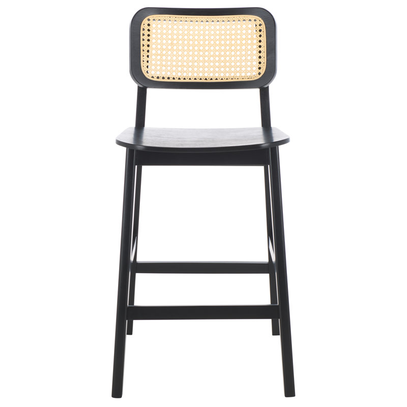 Luz Cane Counter Stool, Black/Natural