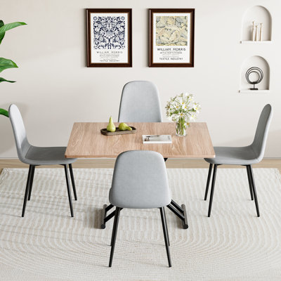 4-Person Dining Table Set,Folding Table With Metal Base,Dining Table With Chairs