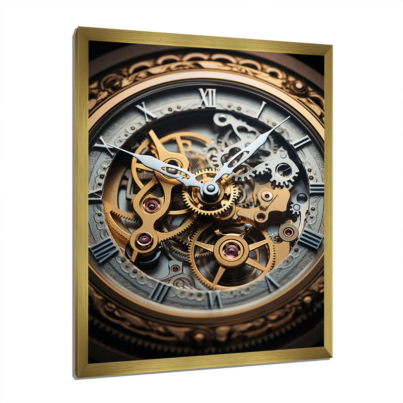 Horloge, horloge dévoilée II - impression sur toile tendance, Encadrement doré, H 32 po x l 24 po x P 1 po