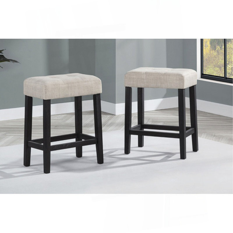 Tabouret de bar noir / beige en polyester (ensemble de 2), tabouret de bar sans dossier pour la salle à manger