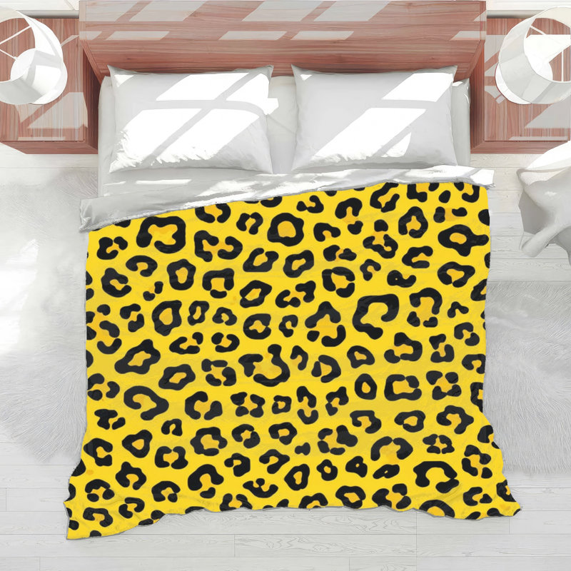 Édredon à motif léopard, Simple extra long, Jaune, noir