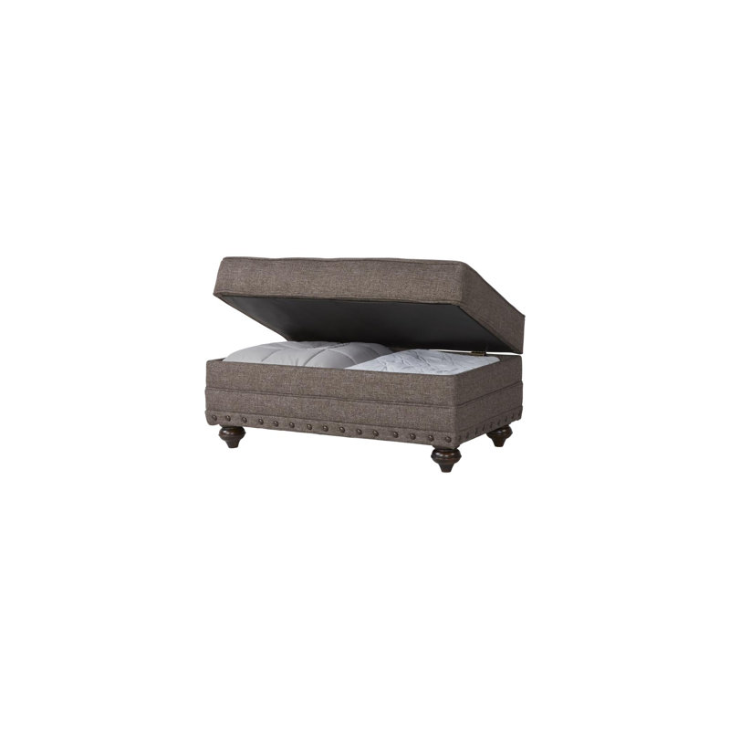Molena Upholstered Ottoman, Dark Gray Polyester Blend