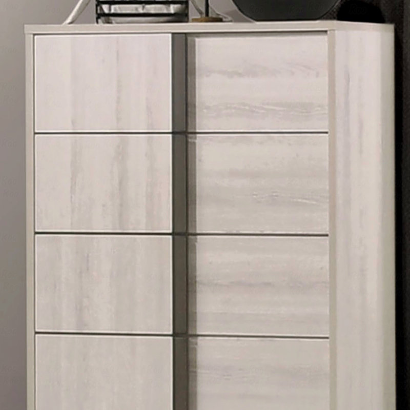 Commode de style contemporain 1pc avec poignées verticales chromées et tiroirs en queue d'aronde