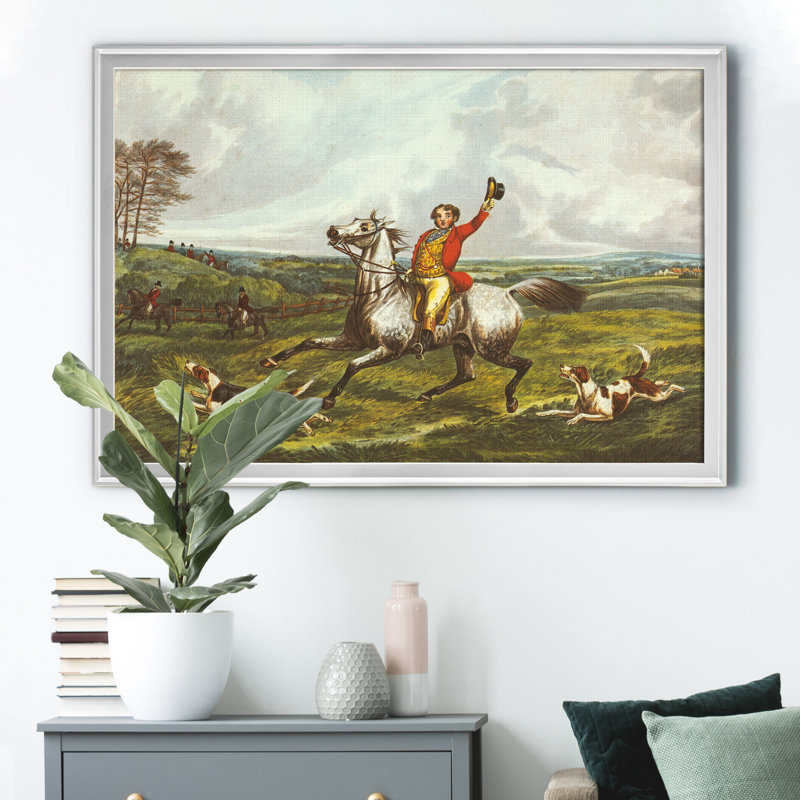 The English Hunt VI - Reproduction d'art graphique sur toile encadrée, H 22,5 po x l 30,5 po x P 1,5 po, Argent