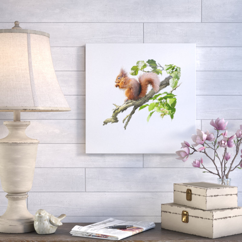 'Red Squirrel' Print on Wrapped Canvas, 14" H x 14" W x 2" D