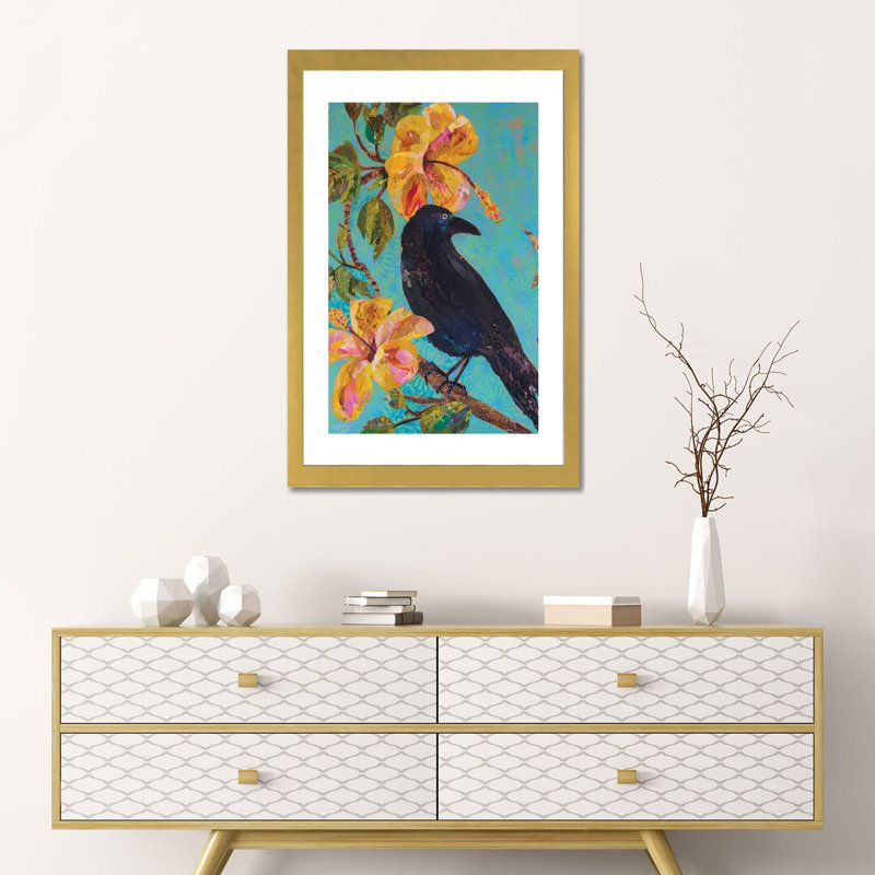 «Hawaiian Bird I» par Elizabeth St. Hilaire - reproduction d'art, Blanc, H 24 po x l 16 po x P 1 po, Papier encadré doré