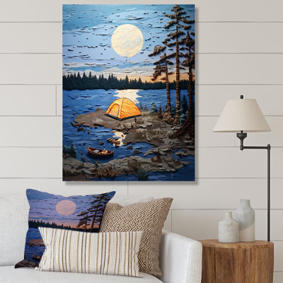 «Camping By The Late» - Art mural de voyage en camping