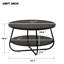 Table basse ronde ronde de style industriel avec pieds croisés pour le salon (espresso)-1161645711
