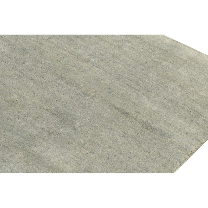 Modern Textural Hand Knotted Striped Area Rug, Rectangle 10' x 14'