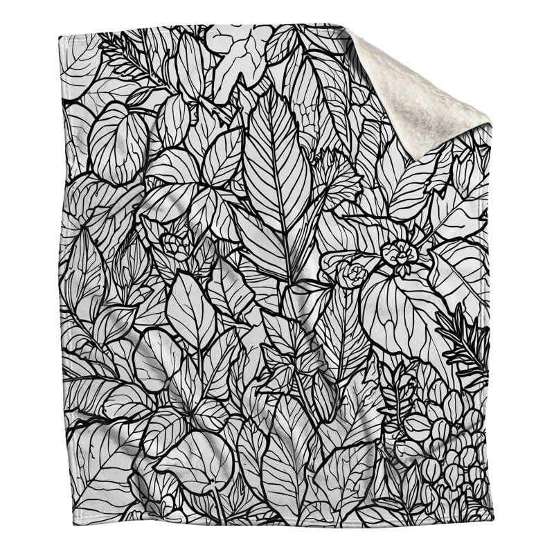 Detailed Leaf Illustration Blankets, 60in W x 80in H