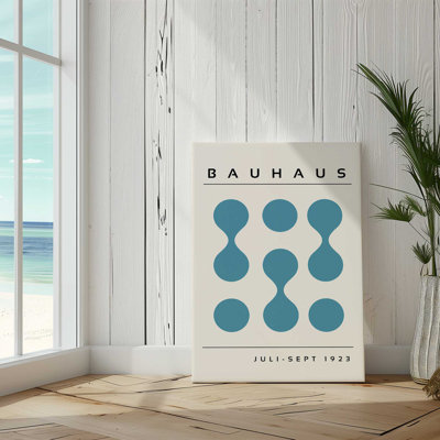 Curved Blue Bauhaus Flow Rolled Canvas,