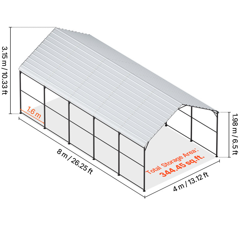 Abri d'auto pour voiture 13 'x 26'