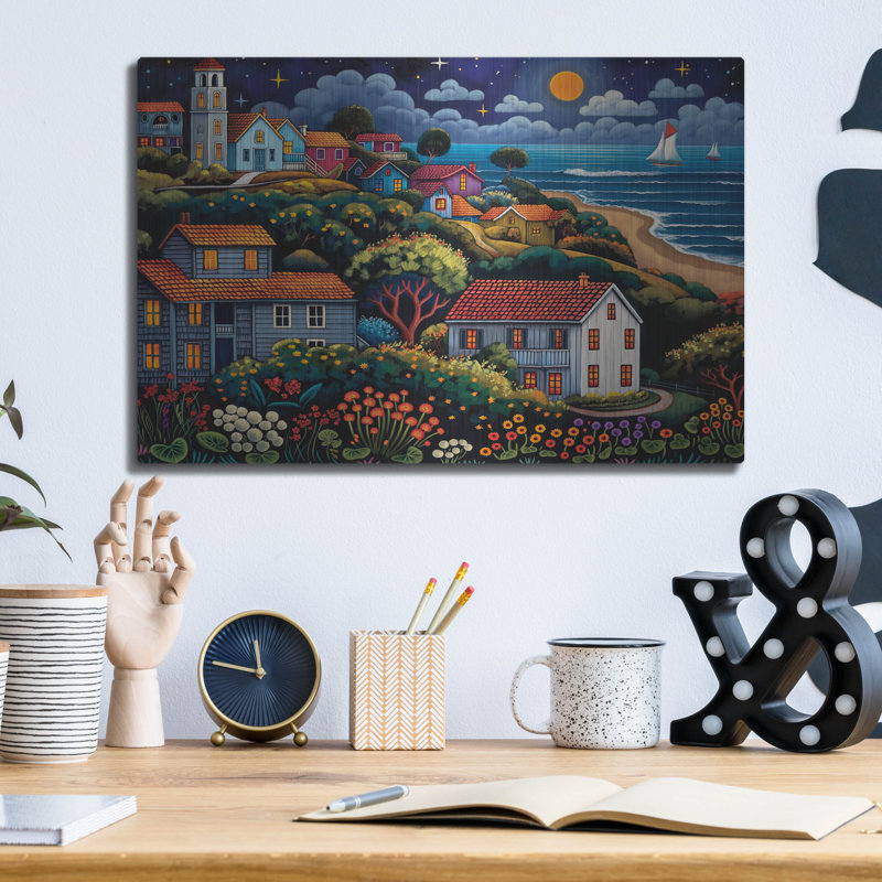  «Dreamscape By The Shore» par Doron David, art mural en métal, 16 po x 12 po, H 12 po x l 16 po