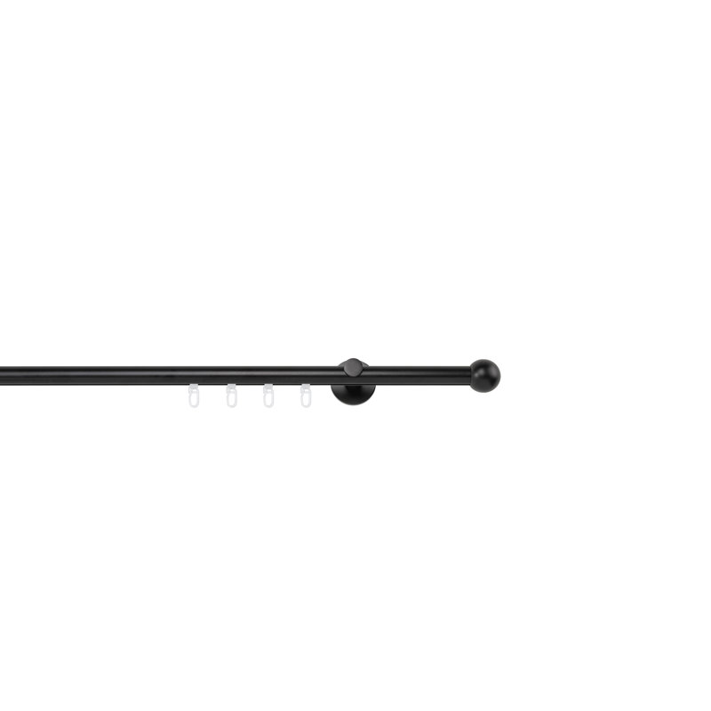 Curtain rod made to measure, inner barrel, 20mm ball, 2cm H x 260cm W x 6.5cm D, Black