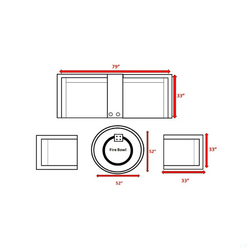 Ensemble de conversation pour 4 avec coussins de patio entièrement assemblé
