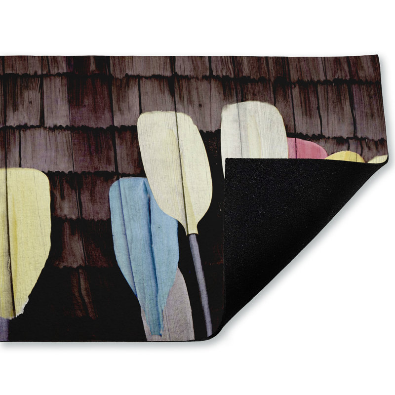 Tapis de porte d'extérieur coloré Lake Paddles Printed, par Kim Allen, 18 po x 30 po