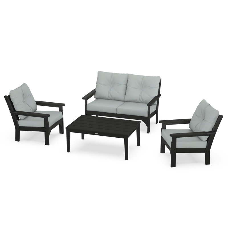 Vineyard 4-Piece Deep Seating Set, Black, Spa