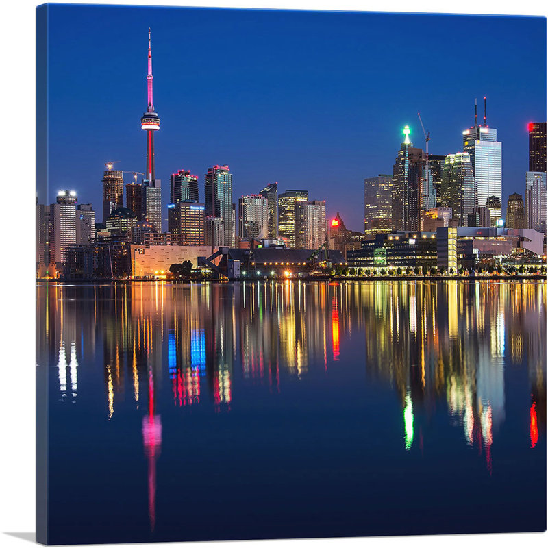 «Toronto Canada Skyline Night View», reproduction de photo sur toile tendue, H 18 po x l 18 po x P 0,75 po