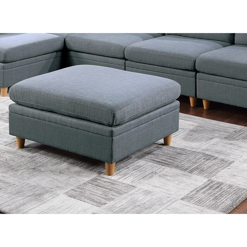 6Pc Modular Sectional Couch: Steel Grey Fabric For Living Room, 2X Wedges, 3X Armless Chairs, : Space, 1X