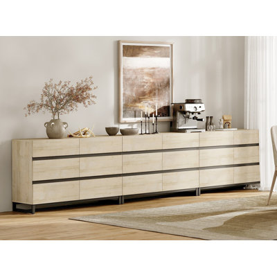 Multifunctional Buffet Sideboards, 3 In 1 Modern Sideboard With 18 Drawers And Metal Base, Storage Cabinet For Kitchen, Coffee Bar Cabinet