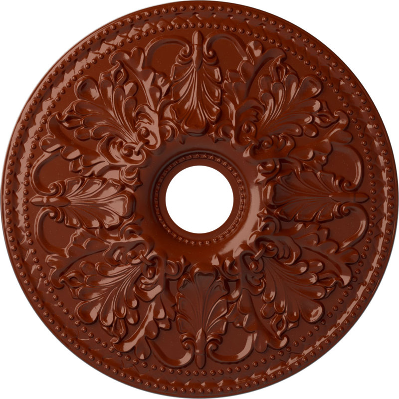 Endurathane Ashley Ceiling Medallion, 23 7/8"OD x 4"ID x 2 1/8"P (Fits Canopies up to 4 3/4"), Hand-Painted Firebrick Finish