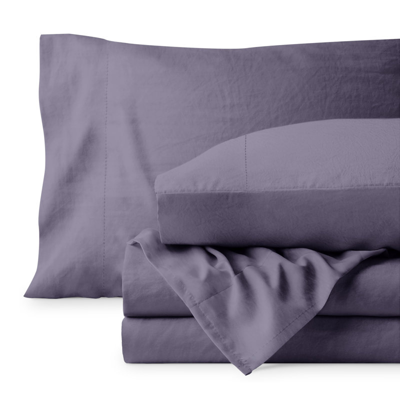 Washed Ultra-soft Microfiber Sheet Set, Twin XL Sheet Set with 1 Pillowcase, Gray