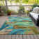 Machine Washable Indoor/Outdoor Xhevrie Teal Rug
