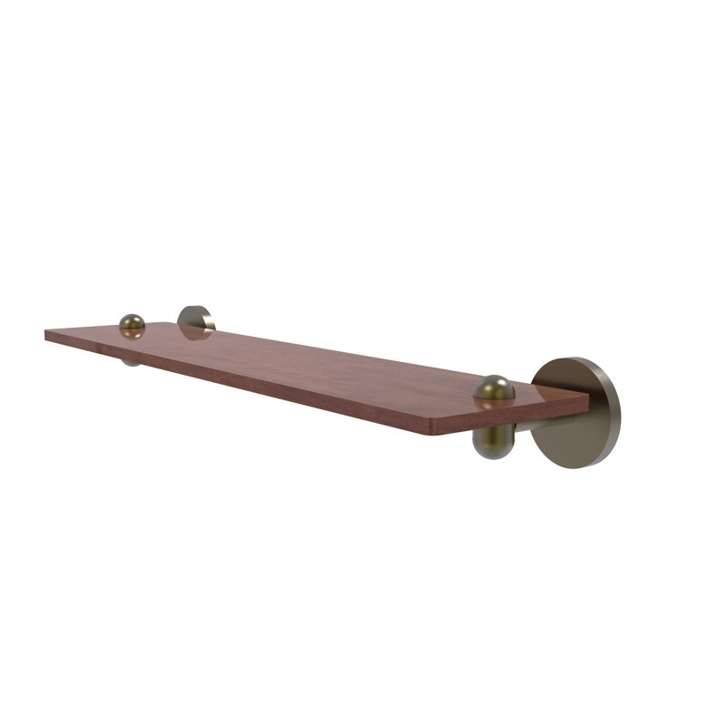 Tablette murale unie bois ironwood Itzhak, Laiton antique, H 2,5 po x l 22 po x P 5 po