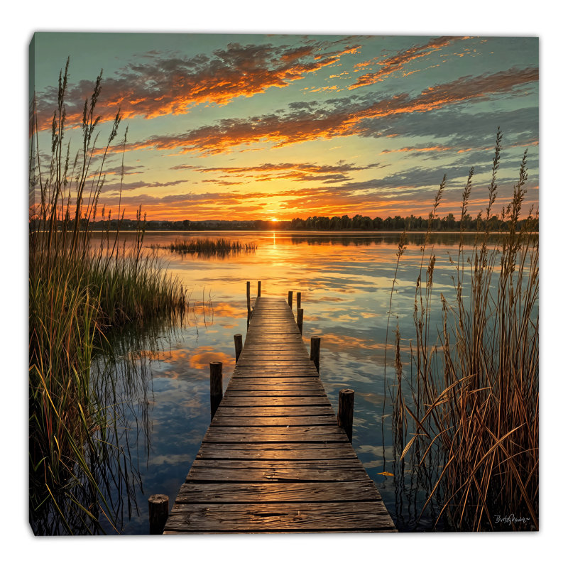 Art mural sur toile Quiet Lake Dock, 30"W x 30"H x 1.5"D