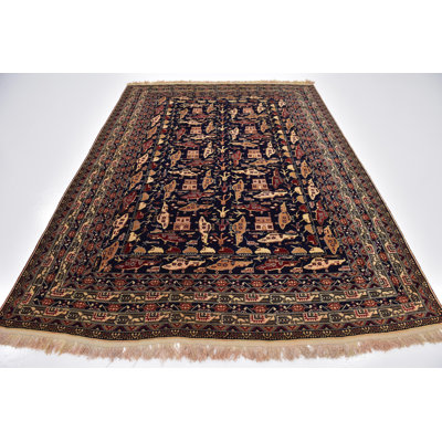 Tapis intérieur de laine 6 pi 4 po x 9 pi 2 po one-of-kind noué la brown Alayna
